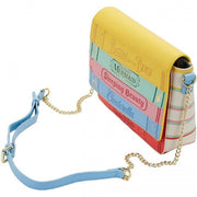 Loungefly Disney Princess Classic Books Faux Leather Crossbody Bag with Adjustable Gold Chain Strap, Multicolor, 9x4.5x10.5 in, WDTB2499