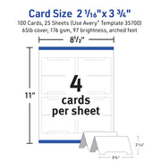 Avery Arched Die-Cut Tent Cards, Printable, White, 2-1/16 in x 3-3/4 in, Pack of 100, Sure Feed Technology 35700