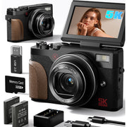NBD 64MP 5K Autofocus Digital Camera with 180 Flip Screen 18X Zoom and Anti-Shake  Compact Vlogging and Travel Camera 3-Inch Screen Includes 3