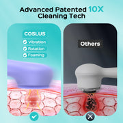 COSLUS Facial Cleansing Brush, 2-in-1 Spin Vibration with Automatic Foaming, Silicone, Waterproof, Rechargeable, Purple, FBS03