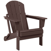 Polytrends Laguna Foldable Adirondack Outdoor Patio Chair, Dark Brown, Weather-Resistant HDPE Poly Plastic, Eco-Friendly, 34.5 in