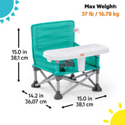 Bright Starts Pop N Sit Portable Booster Seat with Removable Tray Teal 1 Count 17200
