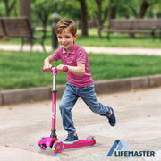 Lifemaster Kids 3 Wheel Kick Scooter with Multi-Color LED Wheels, Adjustable Handlebar, Wide Anti-Slip Deck, Blue, LIFSCTBL