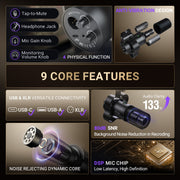 FIFINE K688 Dynamic Studio Microphone with USB-C and XLR, Cardioid Pattern, 130dB SPL, Headphone Jack, Mute Button, Gain Control