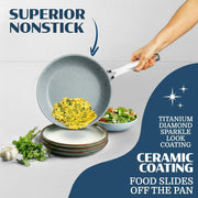Granitestone Ceraluxe 20 Pc Ceramic Cookware Set Nonstick Pots and Pans with 5 Pc Bakeware Set Beige Speckle 6810