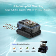Beatbot Sora 70 Robotic Automatic Pool Cleaner, 6800 GPH Suction, 6L Debris Capacity, 360 Top-to-Bottom Cleaning, Smart Surface Parking, For Pools Up to 3200 sq. ft, Midnight Blue