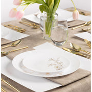 PLASTICPRO Primrose Disposable Plastic Plates, 7 in, White with Gold Floral Design, Pack of 30