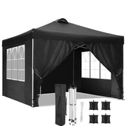 Hoteel HI-000015 10x10 Waterproof Pop up Canopy Tent with 4 Sidewalls, Black