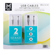 Apple USB Lightning 3ft and 6ft Cables (2 Pack)