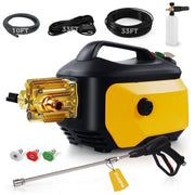 LovoIn Electric Pressure Washer, 2100 PSI, 2.1 GPM, 1800W Motor, Patented 5-Piston Pump, Quick Release Gun, Nozzle Lance, Yellow, Compact Design