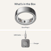 Oura Ring 4 Smart Ring, All-Titanium Durable Design, Silver, Size 12, Sleep and Health Monitoring, Up to 8 Days Battery Life, JZ90-54217-12