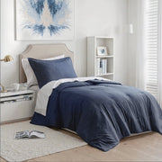 Regency Heights 5-Piece Twin/Twin XL Bed in a Bag Set, Reversible Comforter with Sheet Set and Shams, Navy Blue, Twin/Twin-XL
