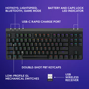 Logitech G515 Lightspeed TKL Wireless Mechanical Gaming Keyboard, Tactile Brown Switches, LIGHTSYNC RGB, Tenkeyless Design, Black, 920-012423