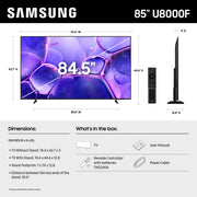 Samsung 85-Inch Class U8000F Series Crystal UHD 4K Smart Tizen TV, Black, LED Display, HDR10+, Motion Xcelerator, Alexa Built-In, UN85U8000FFXZA