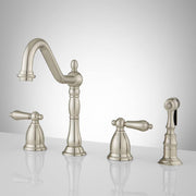 Signature Hardware 394336 Helena Widespread Kitchen Faucet with Side Spray Brushed Nickel
