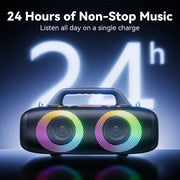 Veatool Portable Bluetooth Speaker, 80W Peak Power, Bass Boost, 24H Playtime, RGB Lights, IPX7 Waterproof, Wireless Stereo, Black, S8