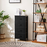 Concetta 15253111007 4-Drawer Fabric Storage Cabinet with Steel Frame, Natural Wood Handles, Black