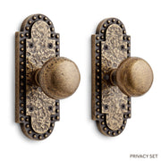 Signature Hardware SH552147AB EHRMN.700.20.ABS-NB-N - Roman-Brass Privacy Interior Door Set - Knob w/spring assistance -No Backset -Antique Brass