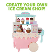 Kid Connection 42-Piece Ice Cream Cart Pretend Play Set with Cones, Popsicles, Toppings, Menu, Tablet, Dress-Up Accessories, Multicolor