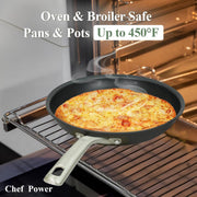 Chef Power Cookware Set, 4 Pieces, Hard Anodized Nonstick, Black, Stainless Steel Handles, Oven Safe, Dishwasher Safe