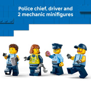 LEGO 60457 City Custom Police Car Garage Building Toy, Modular Garage with Vehicle Turntable, Customizable Police Cruiser, 489 Pieces