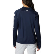 Columbia Tidal Tee 1/4 Zip Women's Long Sleeve Shirt, Omni-Wick Moisture Management, UPF 50 Sun Protection, Glaze Green White Logo, Large, 198779