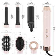 InGlam 6 in 1 Hair Dryer Brush, High-Speed Brushless Motor, No Hot Plate Air Straightener, Ionic Technology, Pink, IG6IN1HS