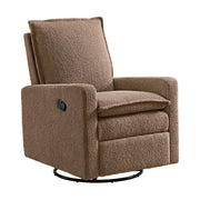 M Design Village Soho Baby Coventry Glider Recliner, Premium Boucle Fabric, Teddy Brown, 360-Degree Swivel, Multiple Reclining Positions