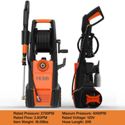 HiJob S2HJ-VC03 Electric Pressure Washer 4000 PSI Pressure Washers w/ 20 ft Hose 4 Nozzles Max 2.6 GPM Power Washers