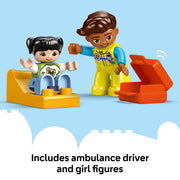 LEGO DUPLO Town Ambulance and Driver Building Toy, Emergency Rescue Playset, Multi-Color, 19 Pieces, Ages 2+ 10447