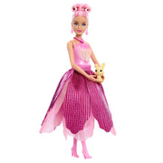 Mattel Barbie Petal Pop Scented Fashion Doll with Pink Tulip Dress, Water Reveal, Accessories Including Bunny and Necklace, JMF57
