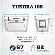 YETI Tundra 105 Hard Cooler, Desert Tan, Portable with T-Rex Lid Latches and PermaFrost Insulation, 30.5 in