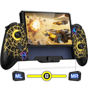 Daenfyy Switch Controller, One-Piece Joypad with Programmable Back Keys, Dual Motor Vibration, Illuminated Joysticks, Black, JC201