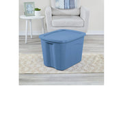 Sterilite 1638-9Z Storage Bin, 18 Gallon Plastic Storage Container with Snap-on Lid, Light Blue