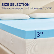 Subrtex Queen Mattress Topper, 4 Inch Gel-Infused Memory Foam, Medium Firmness, Ventilated Design, CertiPUR-US Certified, SESBTLKCD04Q