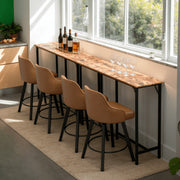 Zimtown 55 Long Pub Table, Mid-Century Counter Height, Adjustable Feet, Rustic Brown