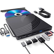 Finopo DVD BK2 8 in 1 External CD/DVD Drive for Laptop