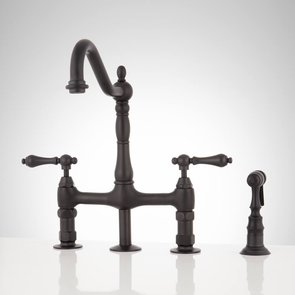Signature Hardware 450654 Bellevue Bridge Kitchen Faucet With Sprayer
