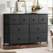 GUNAITO 8 Drawer Dresser, Chest of Drawers for Bedroom, Black Gray