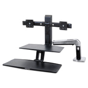 Ergotron WorkFit-A Dual Monitor Stand with Suspended Keyboard Tray, Adjustable Height, Polished Aluminum and Black, 24-392-026