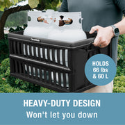 CleverMade Collapsible Utility Crate, Heavy Duty Folding Storage Bin, 60L Capacity, Obsidian, Pack of 3