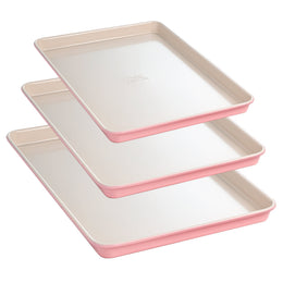 Paris Hilton 3-Piece Nonstick Carbon Steel Bakeware Set, Pink, PH12401-AR