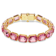 Swarovski Millenia Bracelet, Octagon Cut Pink Crystals, Gold-Tone Plated, Adjustable 17-19 cm, 5683428