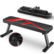 FLYBIRD Folding Flat Weight Bench, Heavy-Duty Alloy Steel, 600lbs Capacity, Foldable Space-Saving Design, 2.5in Padded Cushion, Adjustable Non-Slip Foot Caps, PD-US02W