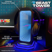 Allstar Innvoations MrBeast Feastables Gaming Headphone Stand with RGB Infinity Mirror Light, Universal Over-Ear Headset Holder, USB Powered, Matte Black
