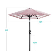 Best Choice Products 10ft Outdoor Steel Market Patio Umbrella, Striped Burgundy, 6-Rib Frame, Crank Lift, Push-Button Tilt, SKY7930