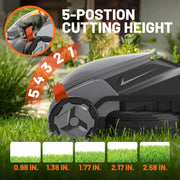 Litheli 20V Cordless Electric Lawn Mower, 14-Inch Cutting Width, Brushless Motor, 5-Position Height Adjustment, 5.0Ah Battery