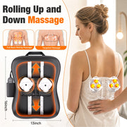 Vauloom Neck and Back Massager with Heat, 8-Node Shiatsu Deep Tissue Massage Cushion, Up and Down Rolling, Adjustable Intensity, Portable Shoulder Massager, Black, FE3310