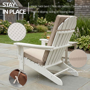 Unbranded Outdoor Seating Cushions Set of 2 Beige Faux Linen for Adirondack and Rocking Chairs with High-Density Foam, Water-Repellent Fabric, Removable Covers
