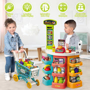 UUSUOO 922-196 Supermarket Playset for Kids, 76-Piece Pretend Grocery Store Set with Shopping Cart Kids 3 4 5 6 +